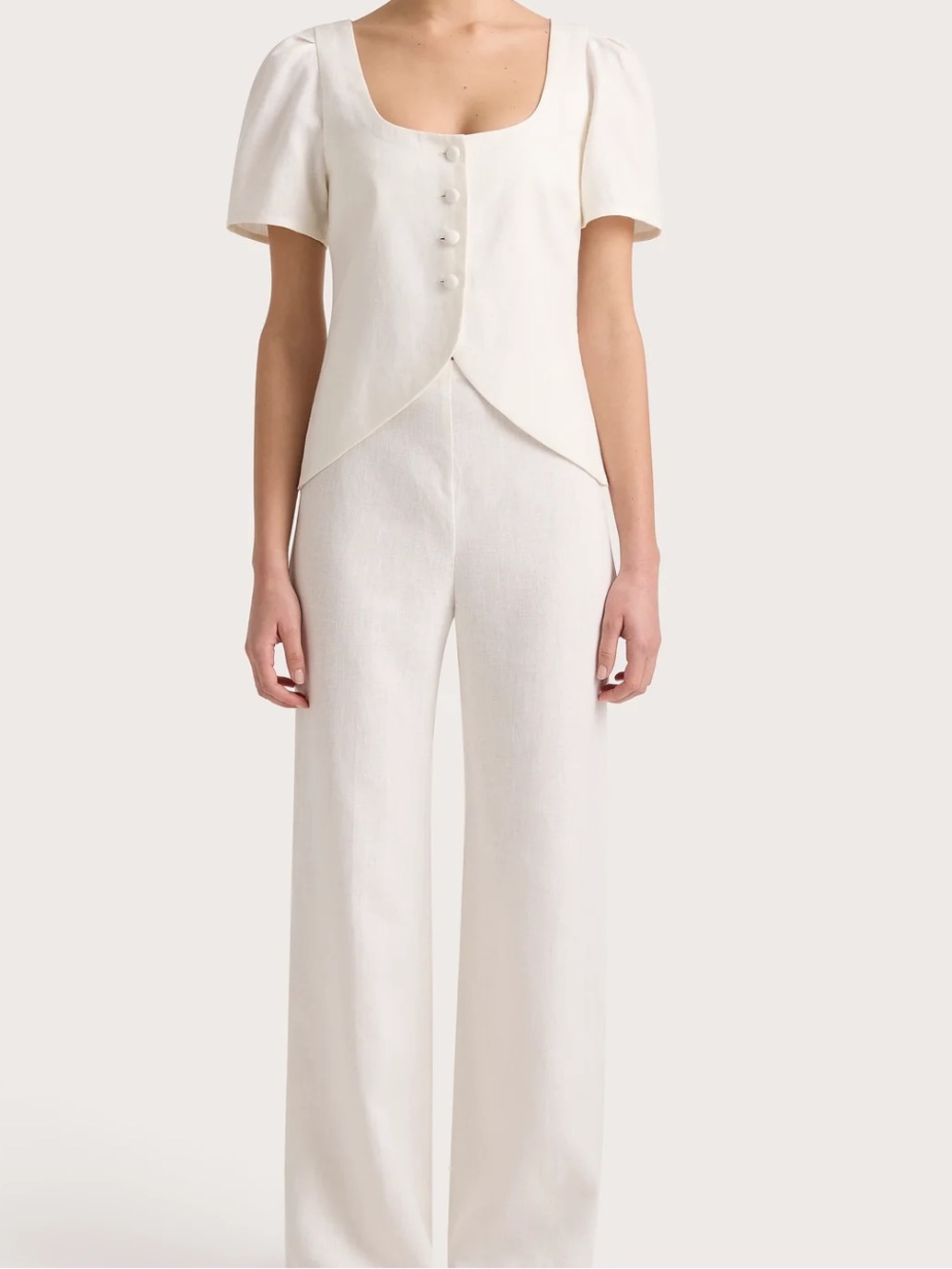 Faithfull the Brand Wide-Leg  Back Zip Flat Front Linen Pants Size 10
